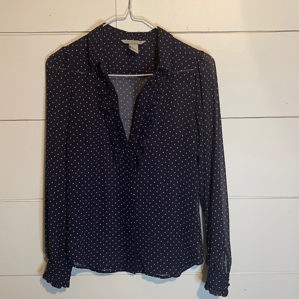 H&M blue polka dot button up